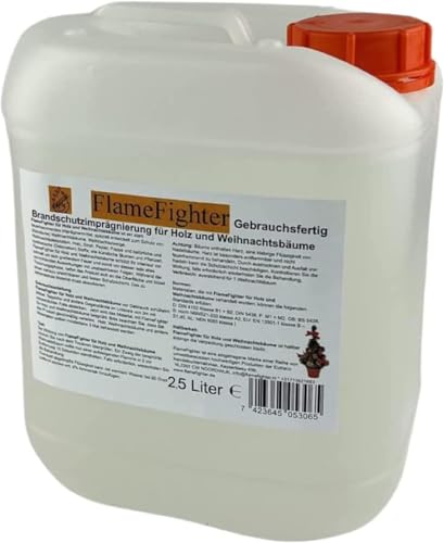 FlameFighter - 2,5 Liter Brandschutzimprägnierung für Holz, Papier und Weihnachtsbäume - Brandschutzmittel - Brandausbreitungstest bestanden - Brandschutzklasse 1 - DIN 4102 B1 FlameFighter - 2,5 Liter Brandschutzimprägnierung für Holz, Papier und Weihnachtsbäume - Brandschutzmittel - Brandausbreitungstest bestanden - Brandschutzklasse 1 - DIN 4102 B1 von FlameFighter