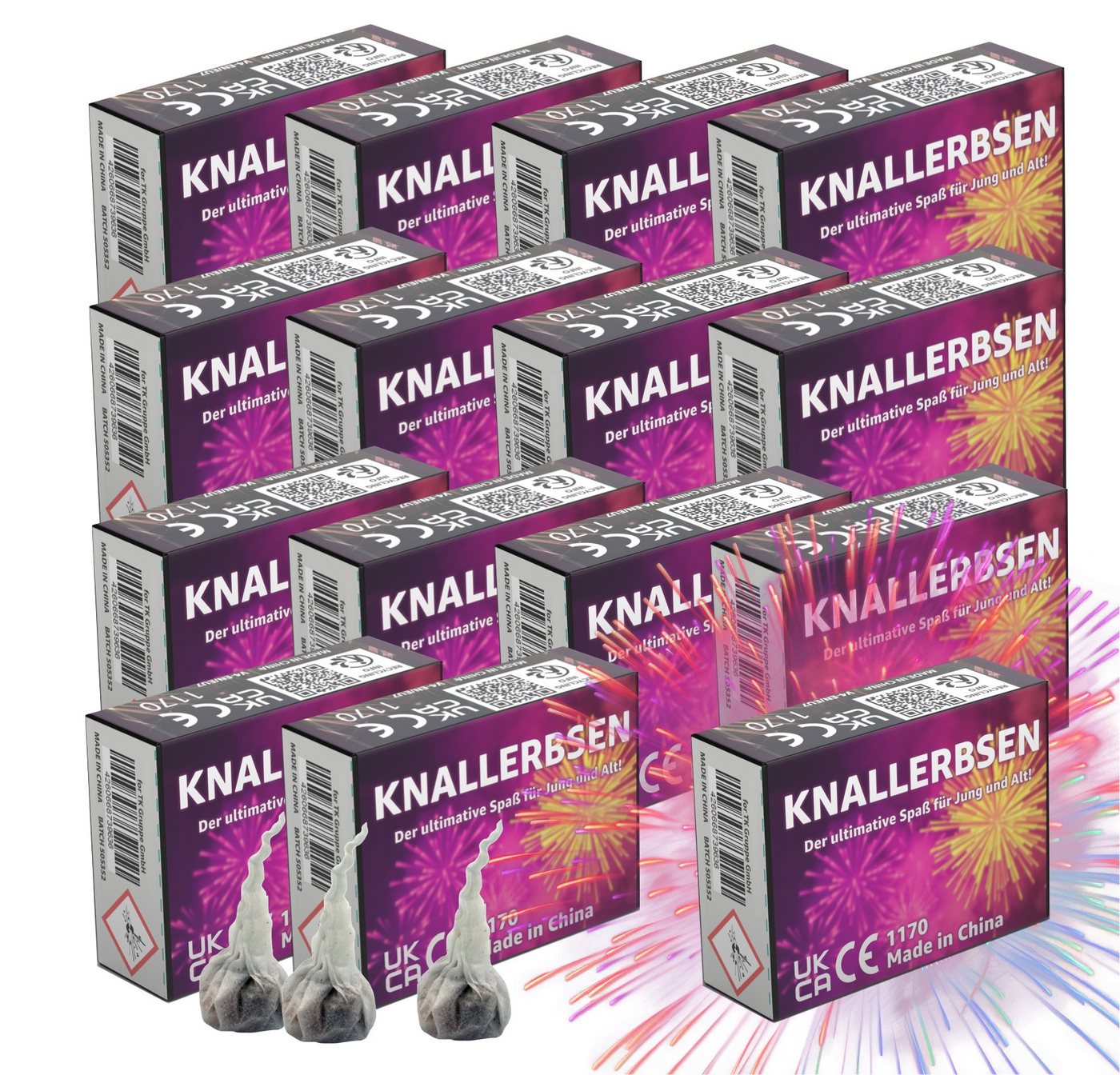 FlameXBurn Geburtstagskerze Knallerbsen Fun Snaps für Jugendfeuerwerk für Silvester / Feuerwerk (Set, 1000-tlg) von FlameXBurn