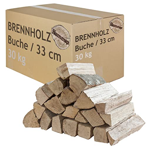 Brennholz Buche 33 cm Kaminholz Holz Auswahl 5-500 kg Für Ofen und Kamin Kaminofen Feuerschale Grill Feuerholz Buchenholz Holzscheite Wood Flameup, Menge:30 kg von Flameup