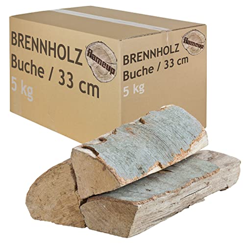 Brennholz Buche 33 cm Kaminholz Holz Auswahl 5-500 kg Für Ofen und Kamin Kaminofen Feuerschale Grill Feuerholz Buchenholz Holzscheite Wood Flameup, Menge:5 kg von Flameup