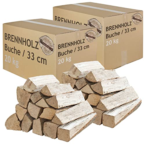 Brennholz Buche Kaminholz 33 cm Holz 40 kg Für Ofen und Kamin Kaminofen Feuerschale Grill Feuerholz Buchenholz Holzscheite Wood flameup von Flameup