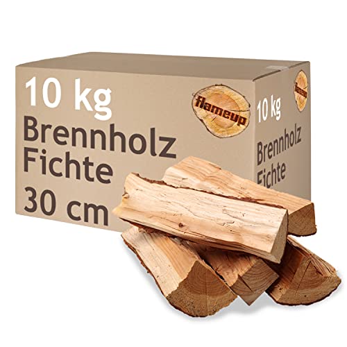 Brennholz Fichte Kaminholz 10 kg Holz 30 cm Für Ofen und Kamin Kaminofen Feuerschale Grill Feuerholz Holzscheite Wood Kammergetrocknet Flameup von Flameup