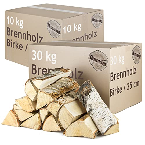 Brennholz Kaminholz Birkenholz Holz 40 kg Birke Für Ofen und Kamin Kaminofen Feuerschale Grill Feuerholz Holzscheite Wood 25 cm Kammergetrocknet Flameup von Flameup