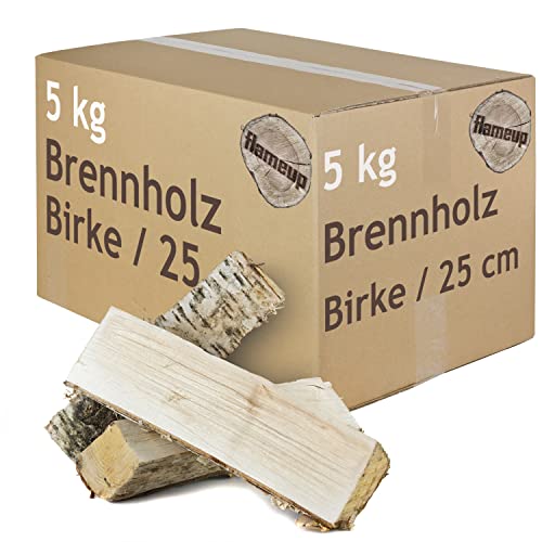 Brennholz Kaminholz Birkenholz Holz 5 kg Birke Für Ofen und Kamin Kaminofen Feuerschale Grill Feuerholz Holzscheite Wood 25 cm Kammergetrocknet Flameup von Flameup