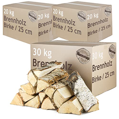 Brennholz Kaminholz Birkenholz Holz Auswahl 5-500 kg Birke Für Ofen und Kamin Kaminofen Feuerschale Grill Feuerholz Holzscheite 25 cm Kammergetrocknet Flameup, Menge:90 kg von Flameup