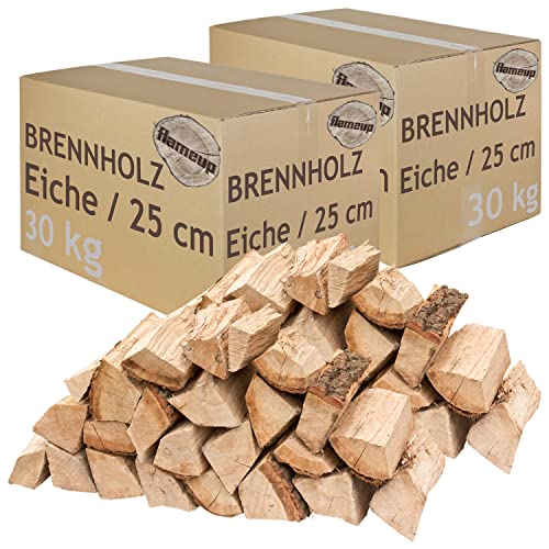 Brennholz Kaminholz Holz Eiche 60 kg Für Ofen und Kamin Kaminofen Feuerschale Grill Feuerholz Holzscheite Wood 25 cm kammergetrocknet Flameup von Flameup