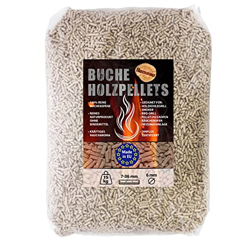 Buche Pellets 15 kg Grill Smoker Holz Pizzaofen BBQ Pellet Outdoor Ofen Grillen Chunks Holzpellets Garten Räuchern Pizza Wood Smoke Zubehör Rauch Flameup von Flameup