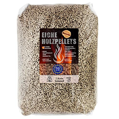 Eiche Pellets 15 kg 30 kg Grill Smoker Holz Pizzaofen BBQ Pellet Outdoor Ofen Grillen Chunks Holzpellets Garten Räuchern Pizza Wood Smoke Zubehör Rauch Flameup, Gewicht :15 kg von Flameup