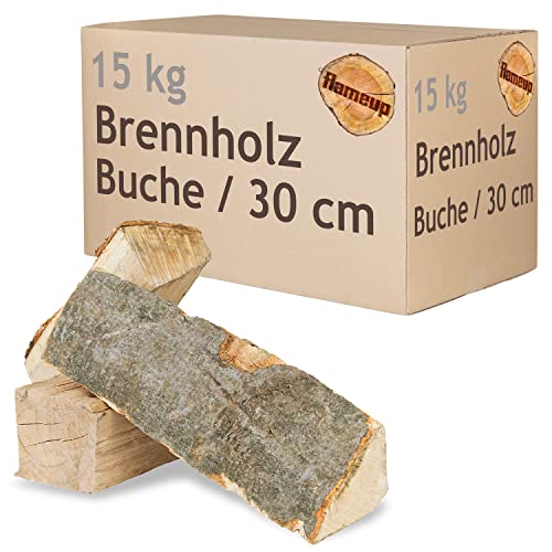 Brennholz Buche Kaminholz 30 cm Holz 15 kg Für Ofen und Kamin Kaminofen Feuerschale Grill Feuerholz Buchenholz Holzscheite Wood flameup von Flameup