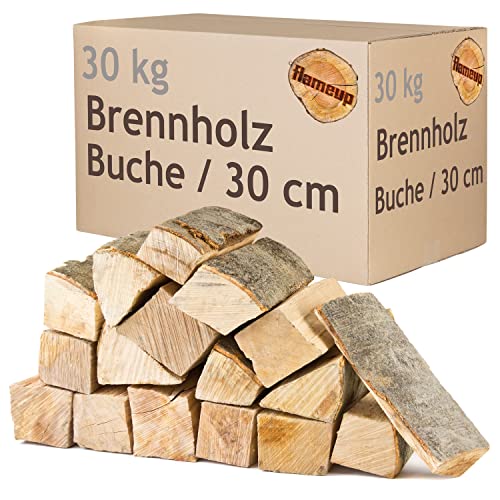 Brennholz Buche Kaminholz 30 cm Holz 30 kg Für Ofen und Kamin Kaminofen Feuerschale Grill Feuerholz Buchenholz Holzscheite Wood flameup von Flameup