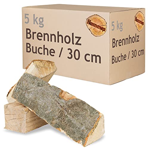 Brennholz Kaminholz Holz 5-500 kg Für Ofen und Kamin Kaminofen Feuerschale Grill Buche Feuerholz Buchenholz Holzscheite Wood 30 cm flameup, Menge:5 kg von Flameup