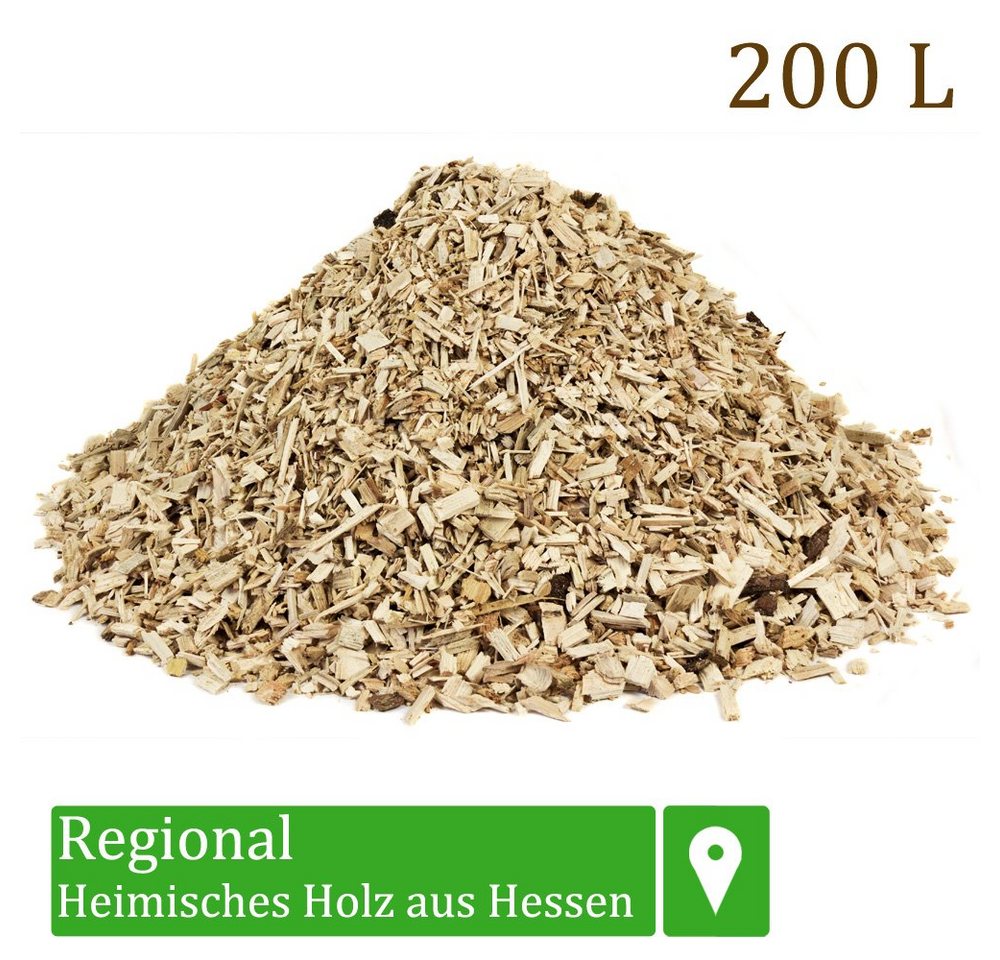 Flameup Holzhäcksel Hackschnitzel für Ofen Rindenmulch für Garten Holz Pflanzen 100-500 L, 200 l von Flameup