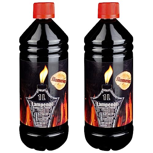 Flameup Lampenoel 2 Liter Lampenöl Oel Garten Fackeln Laterne Fackel Öl Innen Camping Flasche Oil Outdoor Öllampe Petroleum Lampe flüssig Gartenfackeln von Flameup