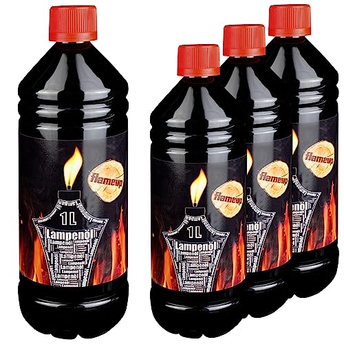 Flameup Lampenoel 4 Liter Lampenöl Oel Garten Fackeln Laterne Fackel Öl Innen Camping Flasche Oil Outdoor Öllampe Petroleum Lampe flüssig Gartenfackeln von Flameup