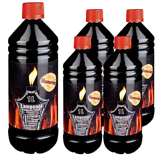 Flameup Lampenoel 5 Liter Lampenöl Oel Garten Fackeln Laterne Fackel Öl Innen Camping Flasche Oil Outdoor Öllampe Petroleum Lampe flüssig Gartenfackeln von Flameup