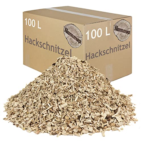 Hackschnitzel für Ofen Rindenmulch für Garten Hochbeet Holz Pflanzen Einstreu Holzhackschnitzel Grob Holzschnitzel Streu Beet Abdeckung Deko Abdeckung 100-500 L flameup, Menge:100 L von Flameup