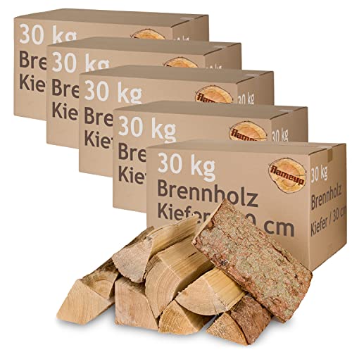 Kiefer Brennholz Kaminholz 5-500 kg Holz Für Ofen und Kamin Kaminofen Feuerschale Grill Flameup Feuerholz 30 cm Holzscheite Wood Kammergetrocknet, Menge:150 kg von Flameup