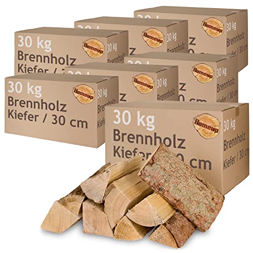 Kiefer Brennholz Kaminholz 5-500 kg Holz Für Ofen und Kamin Kaminofen Feuerschale Grill Flameup Feuerholz 30 cm Holzscheite Wood Kammergetrocknet, Menge:210 kg von Flameup