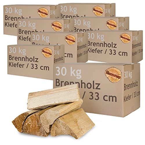 Kiefer Brennholz Kaminholz Holz 5-500 kg Für Ofen und Kamin Kaminofen Feuerschale Grill Feuerholz Holzscheite Wood 33 cm kammergetrocknet Flameup, Menge:240 kg von Flameup