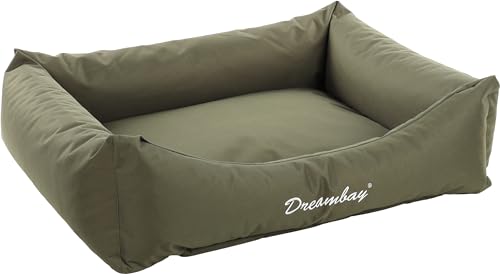 FLAMINGO Dreambay® Korb rechteckig, olivgrün, 100 x 80 x 25 cm – waschbar – Abnehmbarer Bezug mit Reißverschluss – wasserabweisend von Flamingo