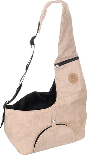 Hunderucksack - Bauchtrage Kanga Beige – 44x20x20cm – Polyester – Top-Öffnung – Abnehmbarer Boden – Lüftungsnetz – Schulterriemen – Sicherheitsleine – Reißverschlusstasche von Flamingo