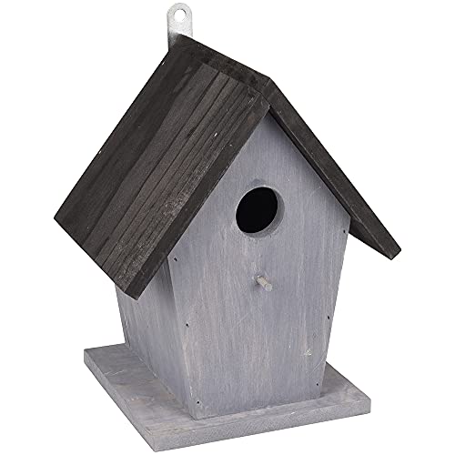 FLAMINGO - Vogelhaus GUUS. 18,5 x 15 x 23 cm, aus Holz, grau/schwarz – FL-110308 von Flamingo