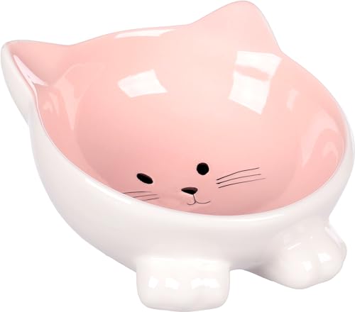 Katzennapf Keramik – 125 ml Ø13,8 cm – Spülmaschinenfestes Design für Katzen in Rosa – Flamingo Katzennapf Puzi Rosa von Flamingo