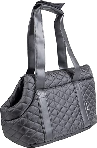 Hundetasche - Tragetasche Bailey Schwarz – 38x20x18cm – Polyester – herausnehmbares Kissen & Boden – Sicherheitsleine – Kletttasche – offene Front von Flamingo