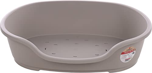 Flamingo Hundebett Tuck – Oval Grau | Größe XL (92 × 61 × 26 cm) | Praktisch, Stilvoll & Leicht zu Reinigen! von Flamingo