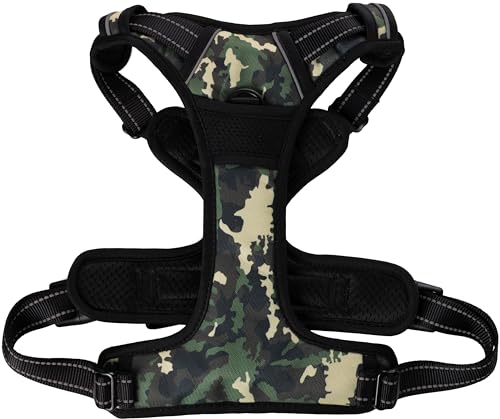 Hundegeschirr - hundegeschirr Grosse Hunde - 46–76cm A. Brust / 80–105cm B. Bauch - Flamingo Harness Balou Jungle Camouflage XL von Flamingo