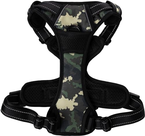 Flamingo Hundegeschirr Balou Jungle Camouflage L - 60 bis 85 cm 25 mm - stufenlos verstellbar - mit reflektierenden Streifen - mit Klickschnalle von Flamingo