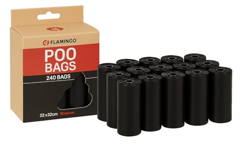 Kotbeutel für Hunde – Extra stark & langlebig – 240 Stück – biologisch abbaubar – Schwarz – 22x32 cm – Flamingo Kotbeutel für Hunde – Extra stark & langlebig – 240 Stück – biologisch abbaubar – Schwarz – 22x32 cm – Flamingo von Flamingo