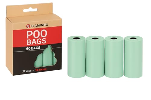 Kotbeutel für Hunde – Hundetüten – 60 Stück – Größe 22x32 cm – Flamingo Pastellgrün von Flamingo