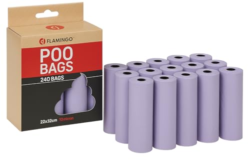 Flamingo Kotbeutel Basic – Pastelllila, 240 Stück | Reißfest, hygienisch & farbenfroh für jeden Spaziergang! von Flamingo