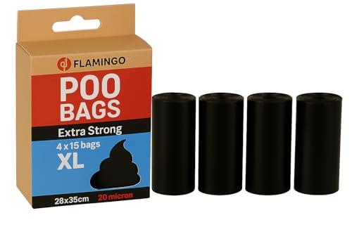 Flamingo Kotbeutel für Hunde – XXL Größe 28x35 cm – Super stark & Heavy Duty - 60 Stück – Extra groß, reißfest & hygienisch Flamingo Kotbeutel für Hunde – XXL Größe 28x35 cm – Super stark & Heavy Duty - 60 Stück – Extra groß, reißfest & hygienisch von Flamingo