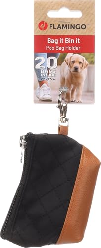 Kotbeutelspender - Cellie Schwarz - Polyester & Kunstleder - Reißverschluss - Karabinerhaken - 1 Rolle inklusive - Flamingo Kotbeutelspender - Cellie Schwarz - Polyester & Kunstleder - Reißverschluss - Karabinerhaken - 1 Rolle inklusive - Flamingo von Flamingo