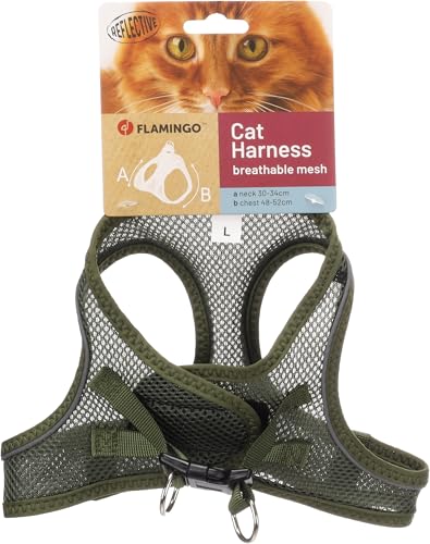 Flamingo Katze Geschirr Step&Go Berta Khaki L 30-34cm 48-52cm von Flamingo
