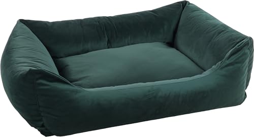 Flamingo Ergonomisches Hundebett Elena Rechteckig Grün – A: 100 cm, B: 80 cm, C: 25 cm, Antislip, Waschbar, Zart, Luxuriös und Stilvolles Design von Flamingo
