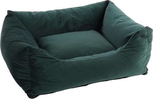 Flamingo Ergonomisches Hundebett Elena Rechteckig Grün – A: 80 cm, B: 67 cm, C: 22 cm, Antislip, Waschbar, Zart, Luxuriös und Stilvolles Design von Flamingo