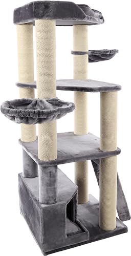 Flamingo Kratzbaum Babel – Grau/Weiß, 150 cm | Stabiler & Gemütlicher Kletterbaum für Katzen! Flamingo Kratzbaum Babel – Grau/Weiß, 150 cm | Stabiler & Gemütlicher Kletterbaum für Katzen! von Flamingo