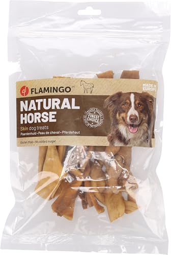 Flamingo Leckerli Hund – Natur Pferdehaut Dünn – 150g – glutenfrei – ohne Zusatzstoffe – naturbelassen von Flamingo