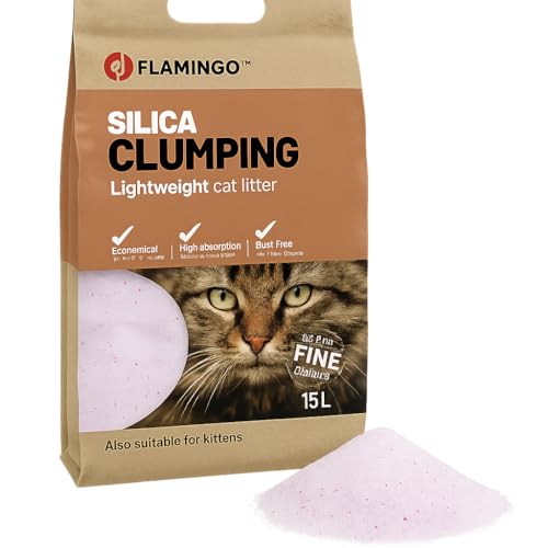 Flamingo Katzenstreu – neutraler Duft – Kohlegranulat – 17l für 20 Wochen – Herkunft aus Kanada – neutralisiert unangenehme Gerüche – sanft für die Pfoten von Flamingo