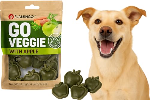 Flamingo Leckerli Hund – Veggie Apfel Grün groß – 120g – glutenfrei – kalorienarm – Zahnpflege Snack von Flamingo