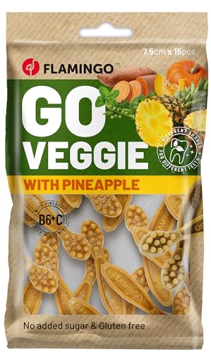 Flamingo Leckerli Hund – Veggie Zahnbürste mit Ananas klein – 120g – glutenfrei – kalorienarm – Zahnpflege Snack Flamingo Leckerli Hund – Veggie Zahnbürste mit Ananas klein – 120g – glutenfrei – kalorienarm – Zahnpflege Snack von Flamingo