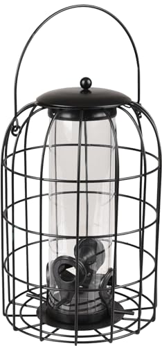 Flamingo Vogelfuttersilo Elma – Premium-Qualität – Metall/Plexiglas/Kunststoff schwarz 17,5x17,5x27cm von Flamingo