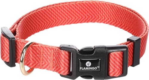 Flamingo Halsband Noekie Orange – M | 40-55 cm x 20 mm x 2 mm, Langlebig, Stilvoll und Elegant – Für Mittelgroße Hunde! von Flamingo