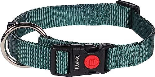 Flamingo Halsband für Hund Ziggi dunkelgrün M - 40-55cm 20mm - Stufenlos verstellbar - Mit zugentlastung - Klickschnalle mit Sicherheitsschloss Flamingo Halsband für Hund Ziggi dunkelgrün M - 40-55cm 20mm - Stufenlos verstellbar - Mit zugentlastung - Klickschnalle mit Sicherheitsschloss von Flamingo
