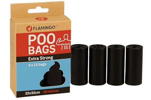 Kotbeutel für Hunde – Super stark & Heavy Duty – 60 Stück – Reißfest & auslaufsicher – Flamingo von Flamingo
