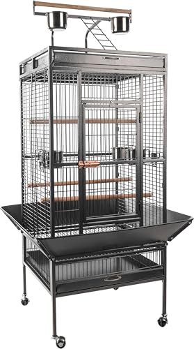 Flamingo Vogelkäfig – Voliere Vögel – Paolo Antrazit – 82×77,5×165 cm – 4 Holzsitzstangen, 5 Näpfe, Sicherheitsverriegelung, Dachspielplatz, Metall-Schubladen, Rollen Flamingo Vogelkäfig – Voliere Vögel – Paolo Antrazit – 82×77,5×165 cm – 4 Holzsitzstangen, 5 Näpfe, Sicherheitsverriegelung, Dachspielplatz, Metall-Schubladen, Rollen von Flamingo