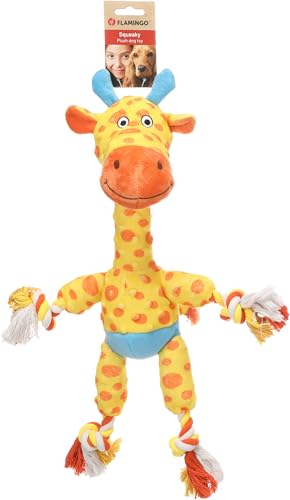 Flamingo Hundespielzeug – Torris Giraffe mit Seil Gelb – Plüsch mit Quietscher – Länge 53,5 cm Flamingo Hundespielzeug – Torris Giraffe mit Seil Gelb – Plüsch mit Quietscher – Länge 53,5 cm von Flamingo